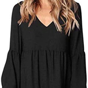 Uvog Women's Ruffle Tunic Dress Long Sleeve Small